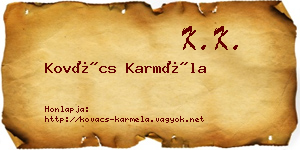 Kovács Karméla névjegykártya